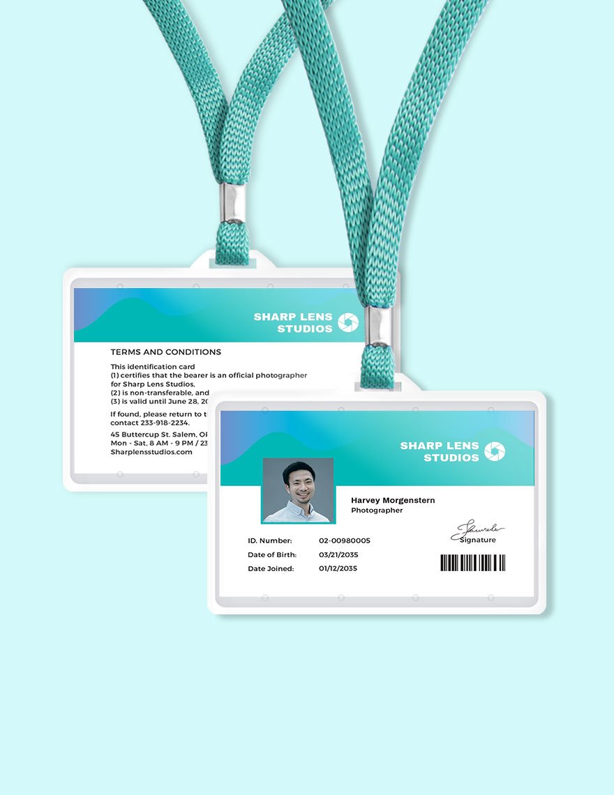 Free Professional Photographer ID Card Template