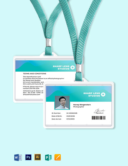 Free Printable Photographer Id Card