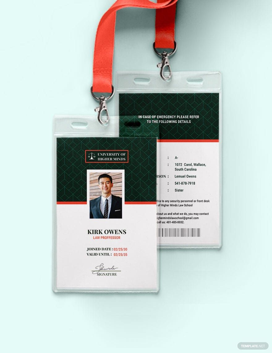 Professor ID Card Template in Word, Illustrator, PSD, Apple Pages, Publisher
