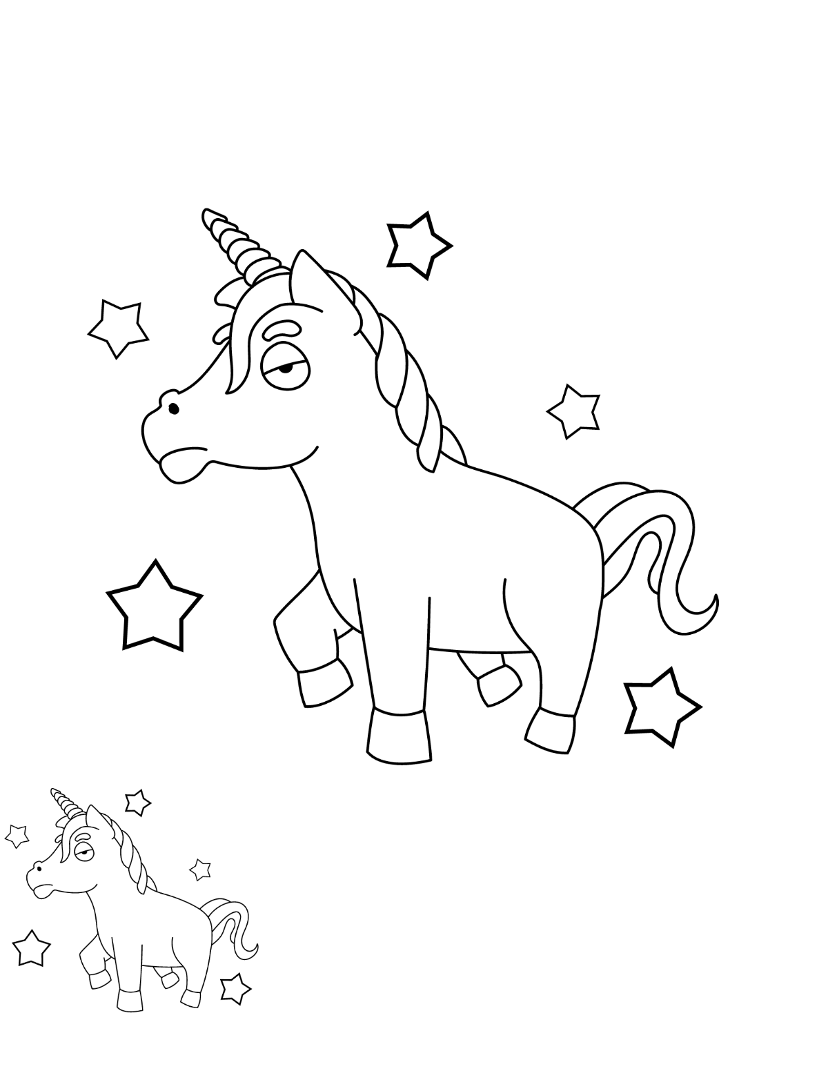 Funny Unicorn Coloring Page