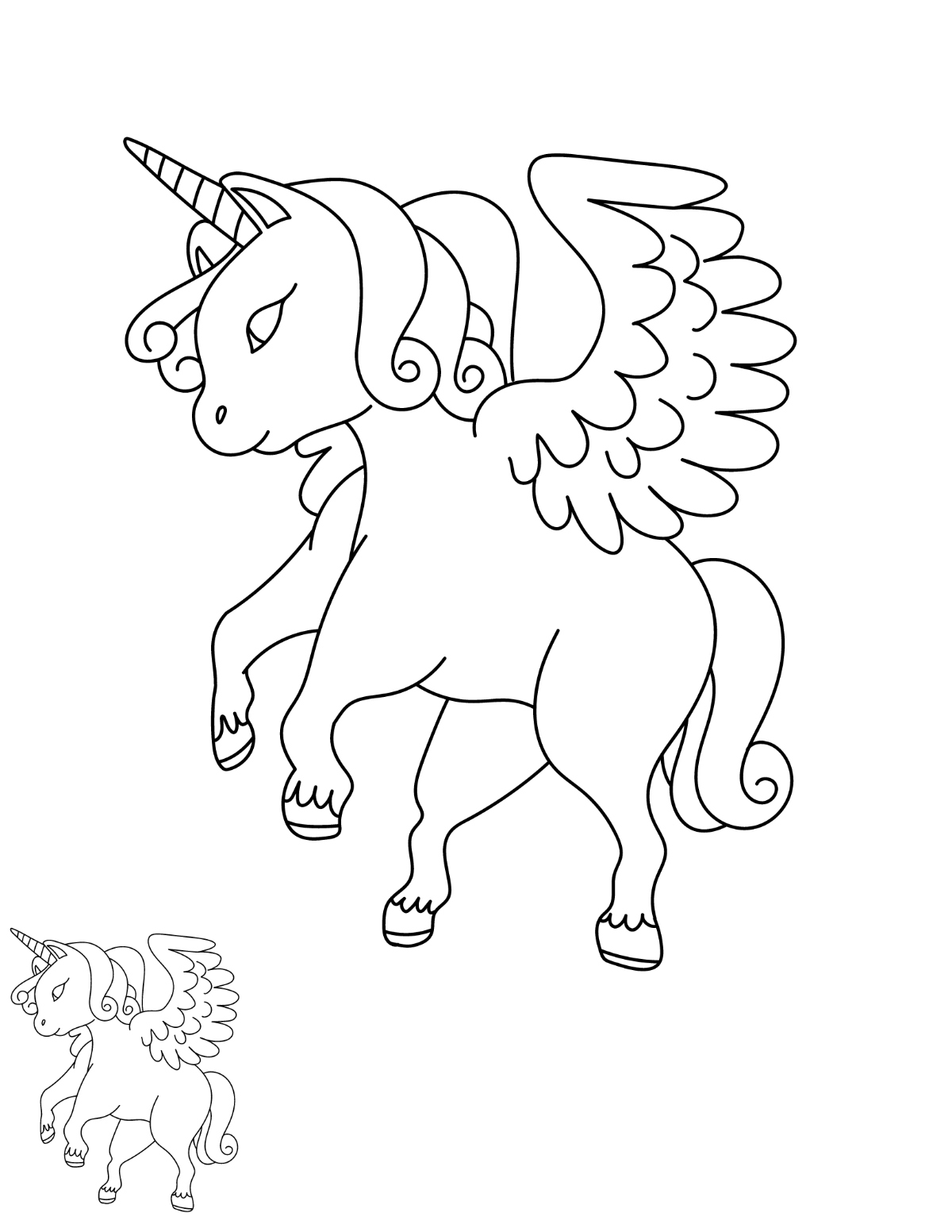 Unicorn Wings Coloring Page