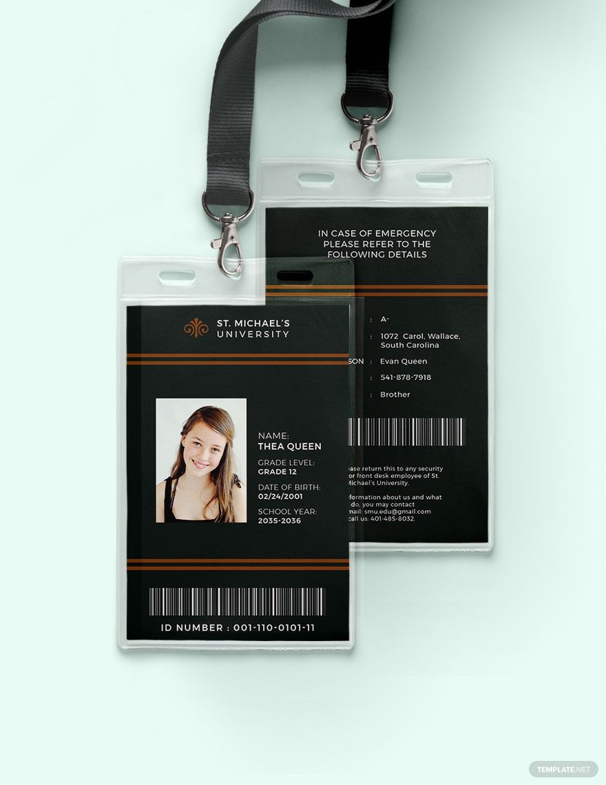 Student University ID Card Template