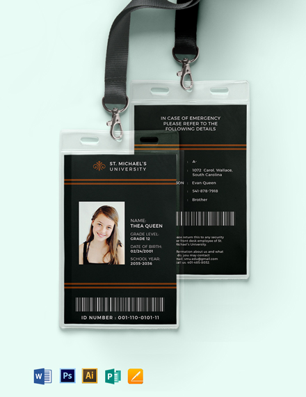 High School Student Id Card Template - Download In Word, Illustrator 