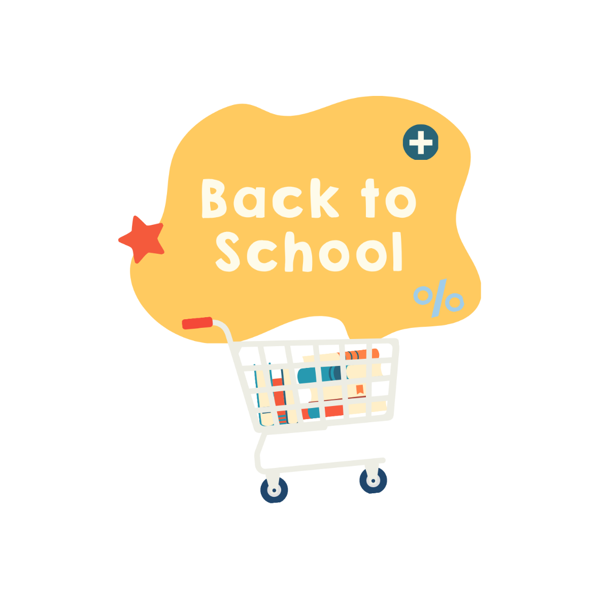 Back To School Shopping Clipart Template