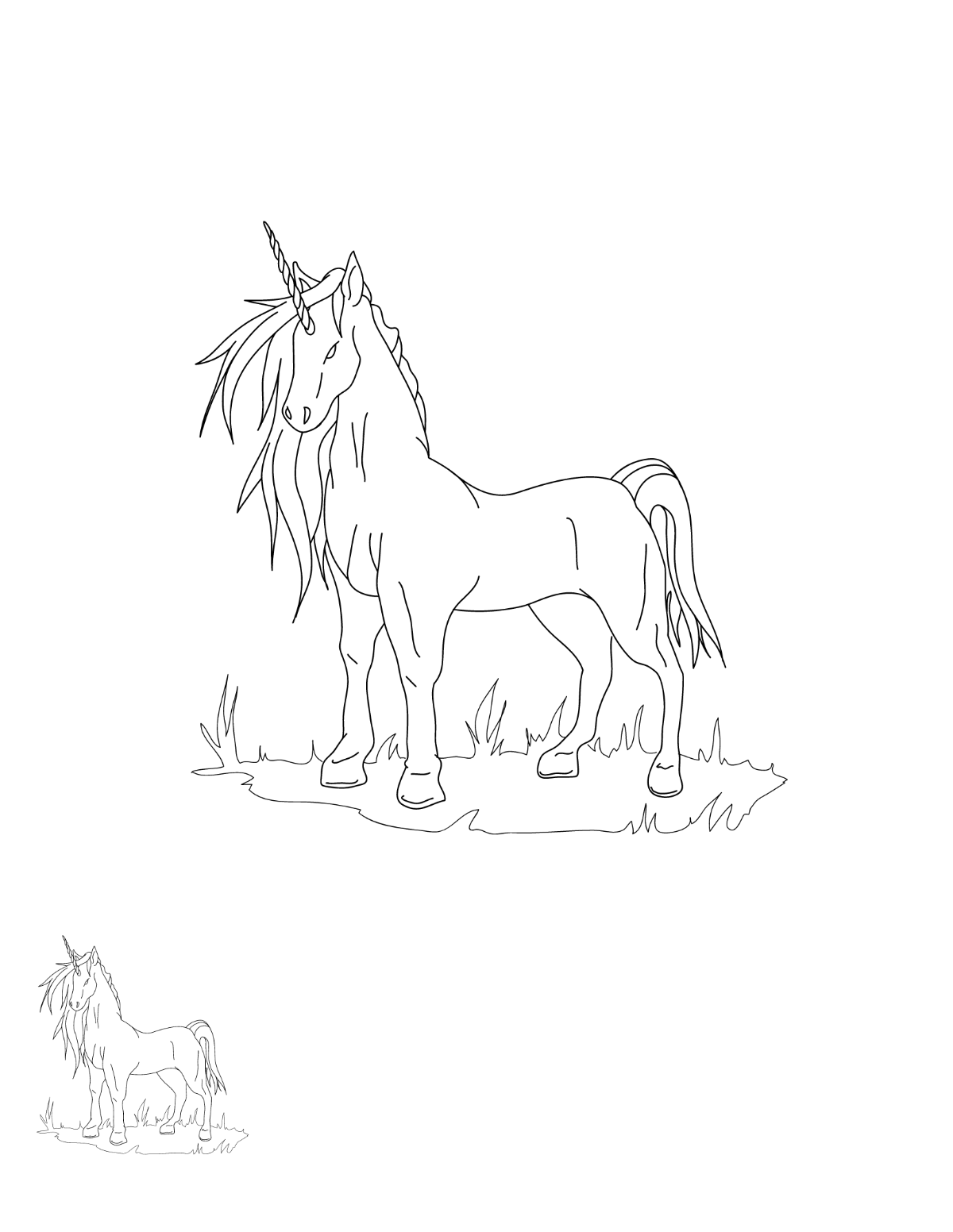 Mythical Unicorn Coloring Page Template