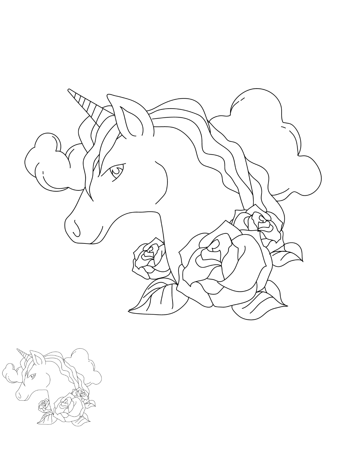 Flower Unicorn Coloring Page Template