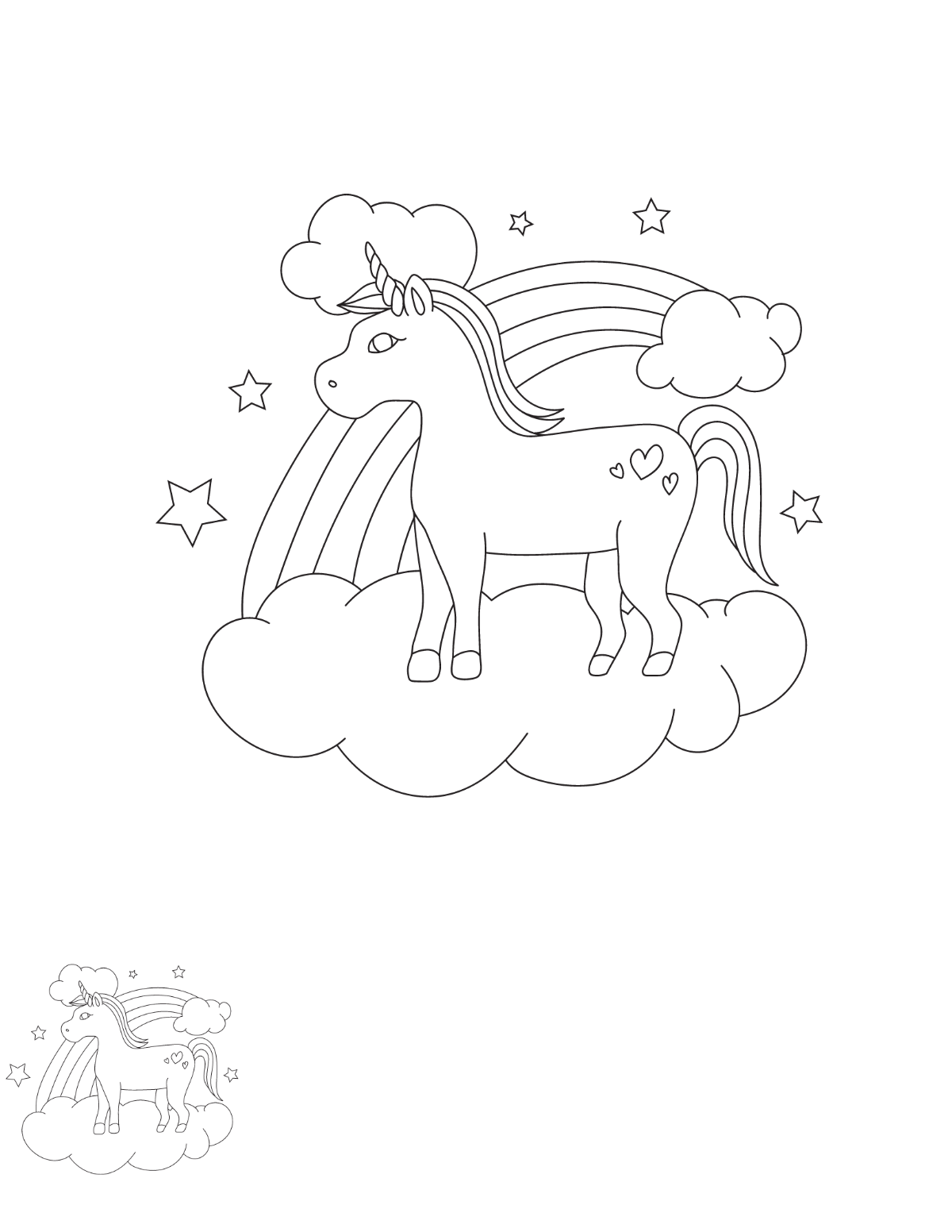 Magical Unicorn Coloring Page Template