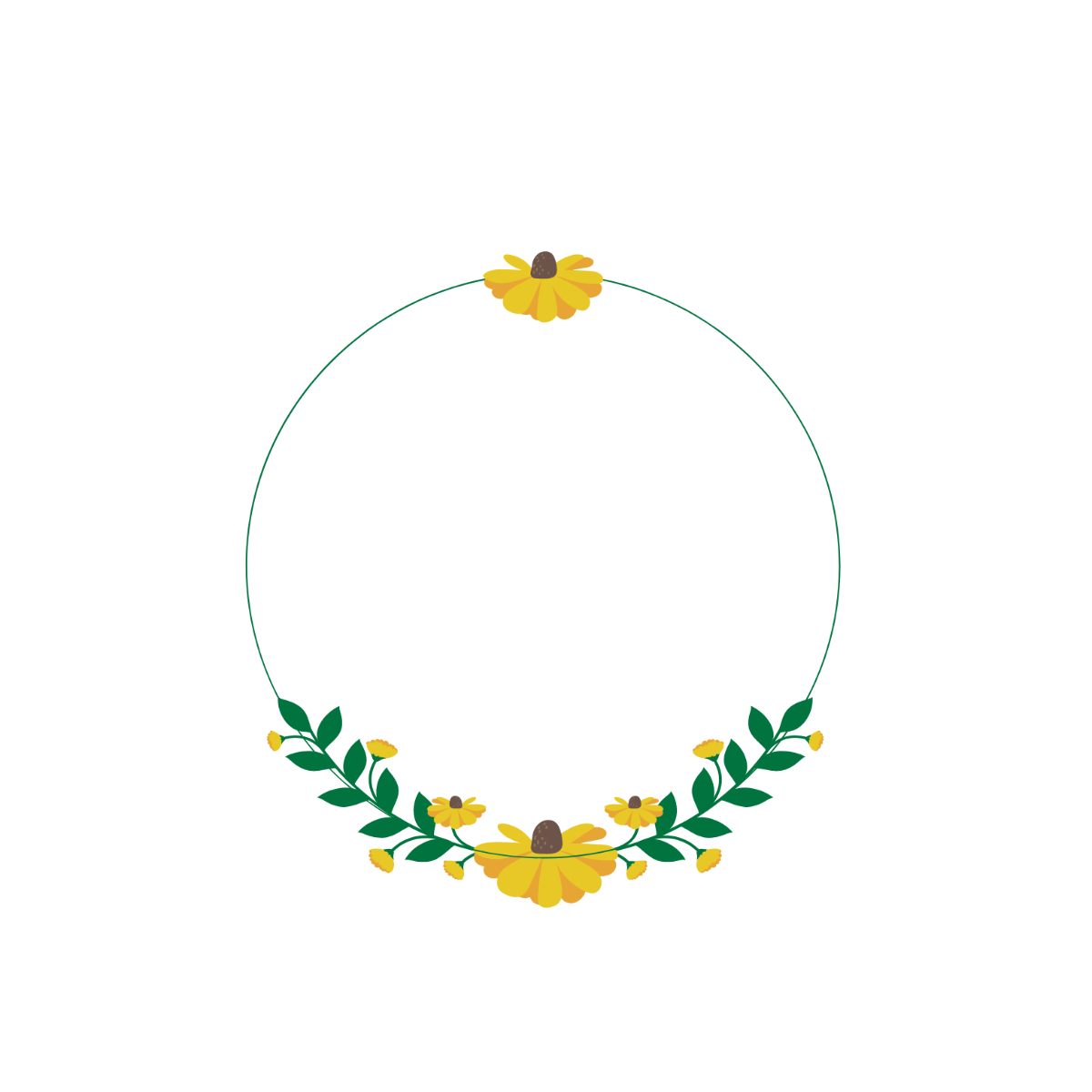Free Yellow Floral Wreath Vector Template