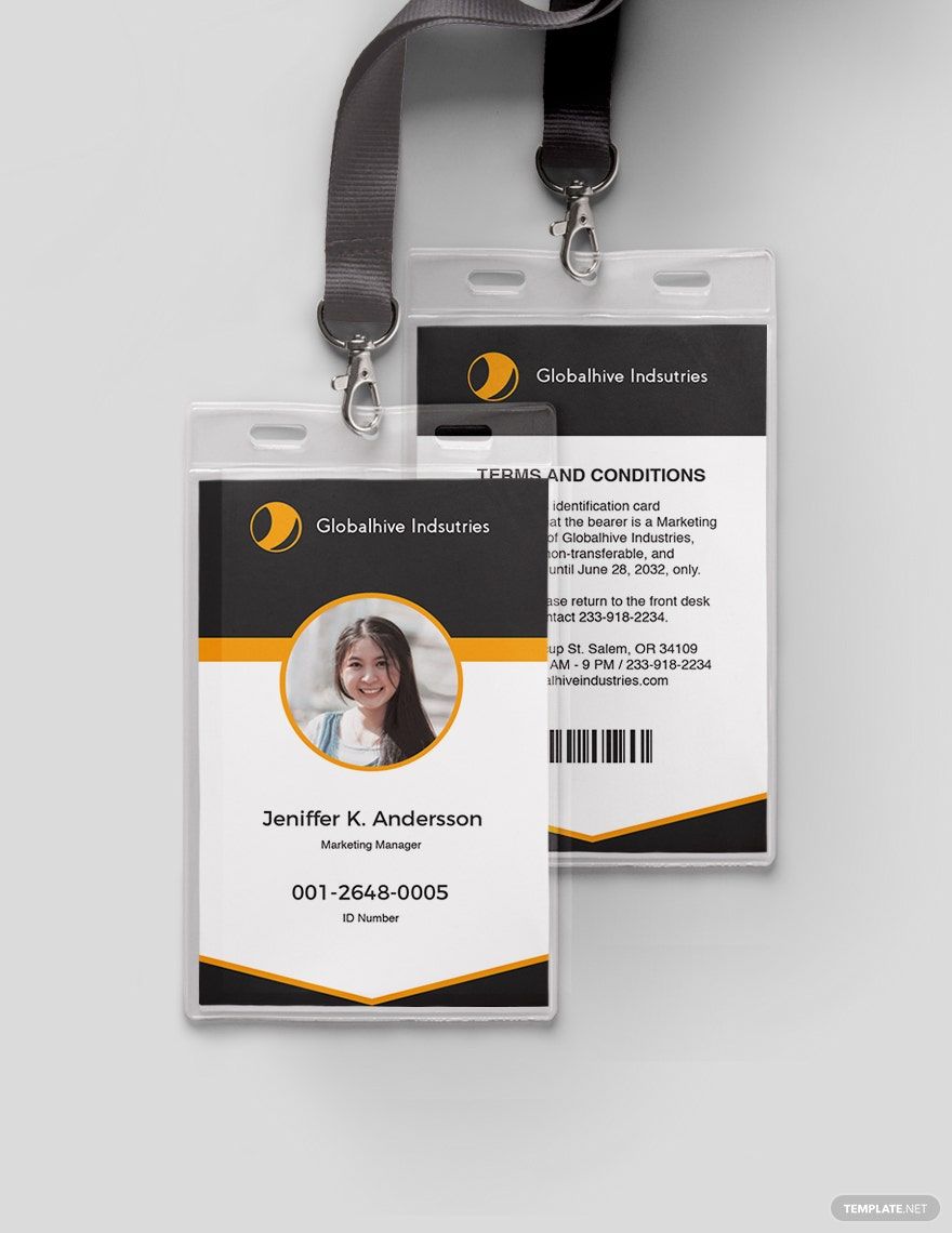 Vertical Employee ID Card Format Template