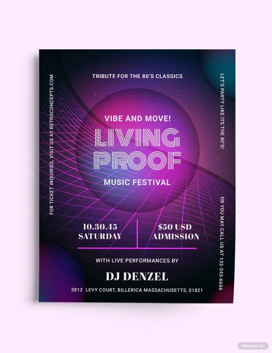 80s Retro Wave Flyer Template in Word, Google Docs, Illustrator, PSD, Apple Pages, Publisher, InDesign