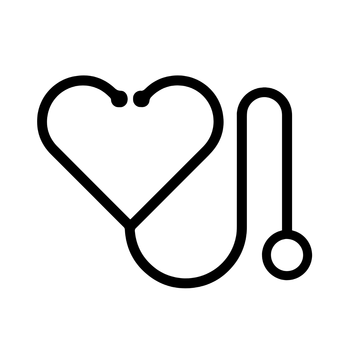 Heart Stethoscope Clipart Black and White Template