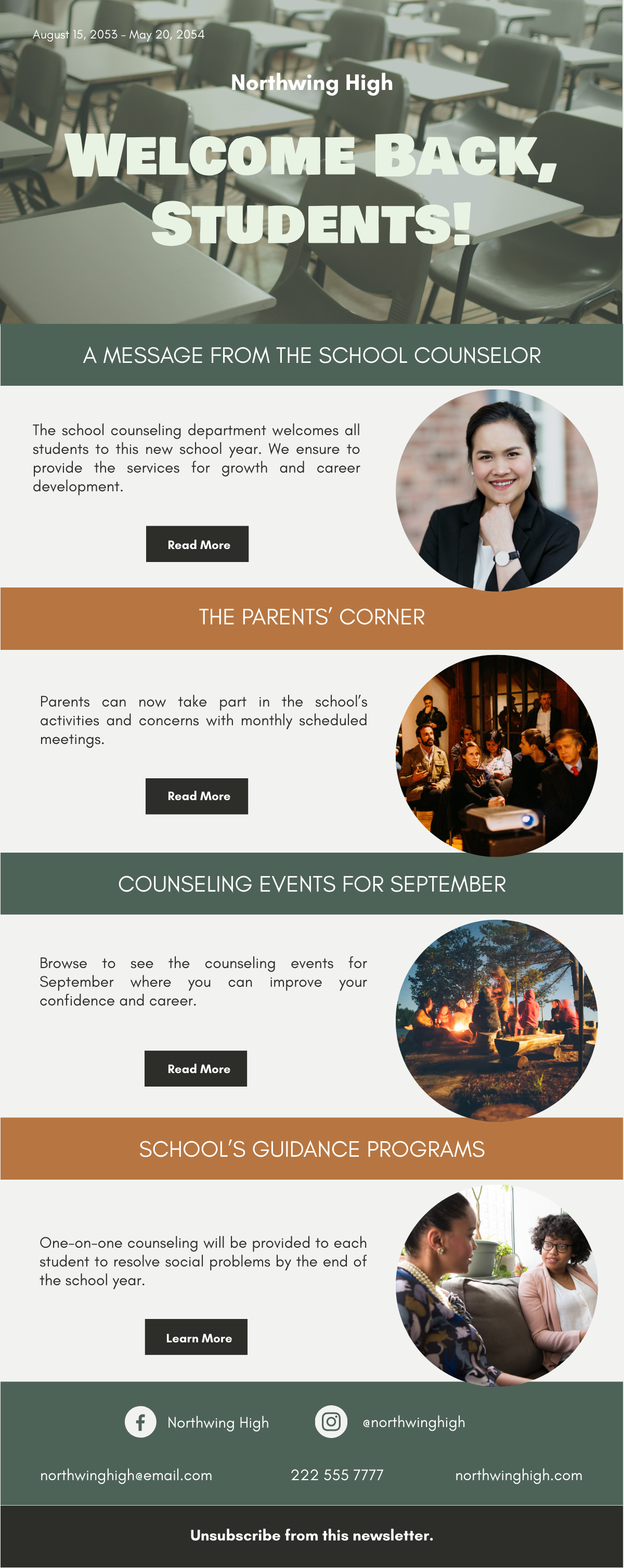 School Counselor Back To School Newsletter Template