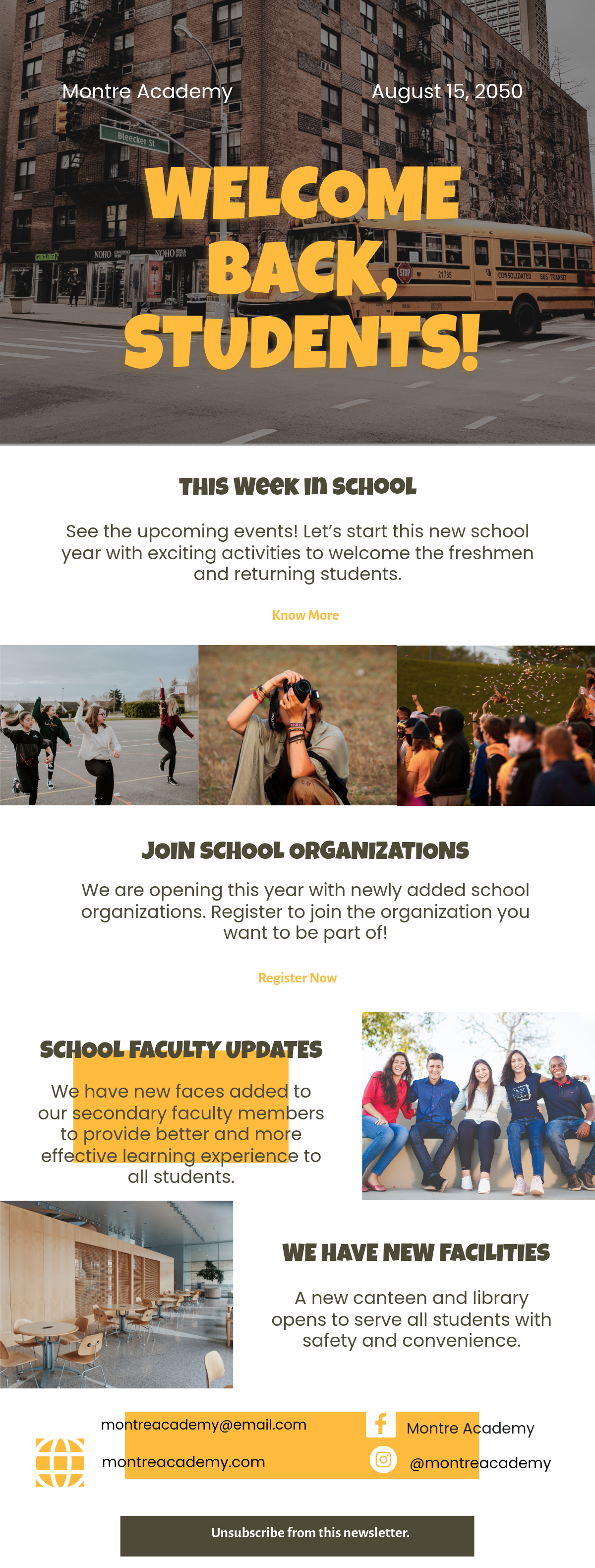 Free High School Back To School Newsletter Template to Edit Online