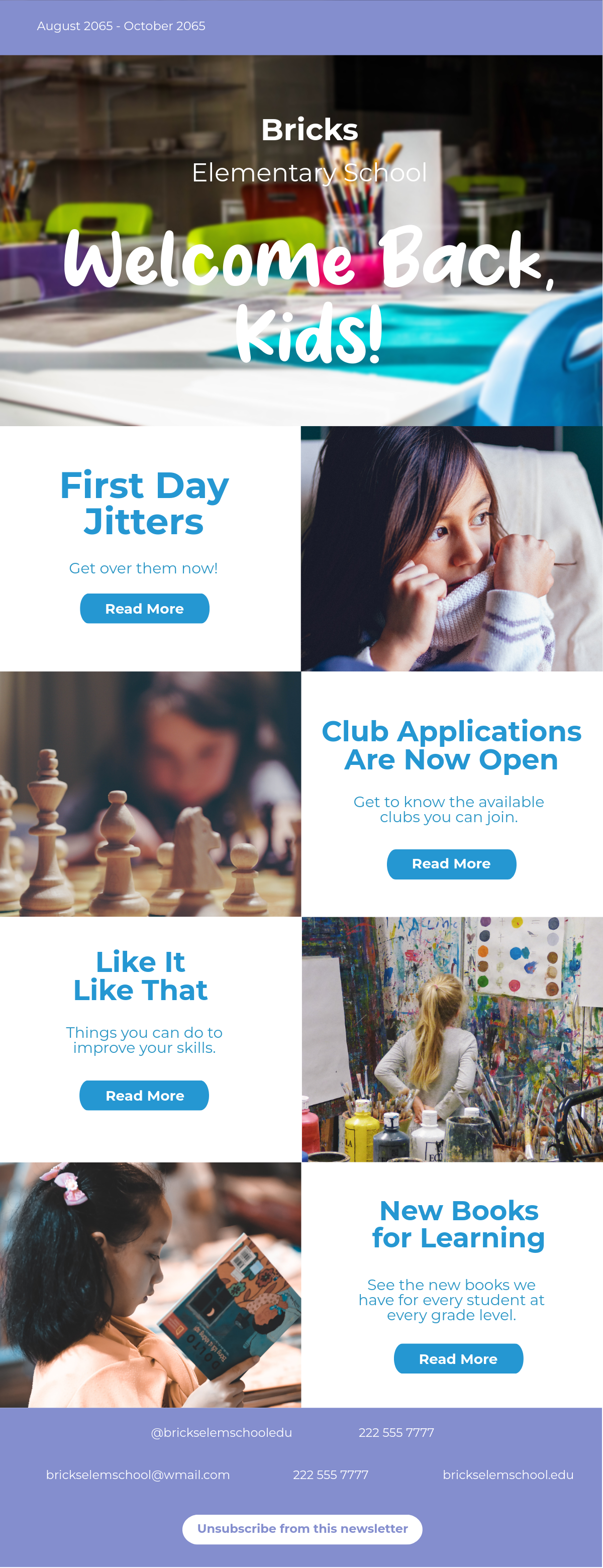 Free Elementary School Back To School Newsletter Template to Edit Online