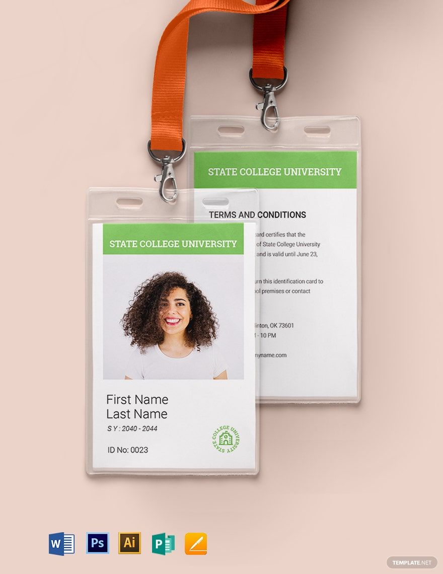 Blank College ID Card Template