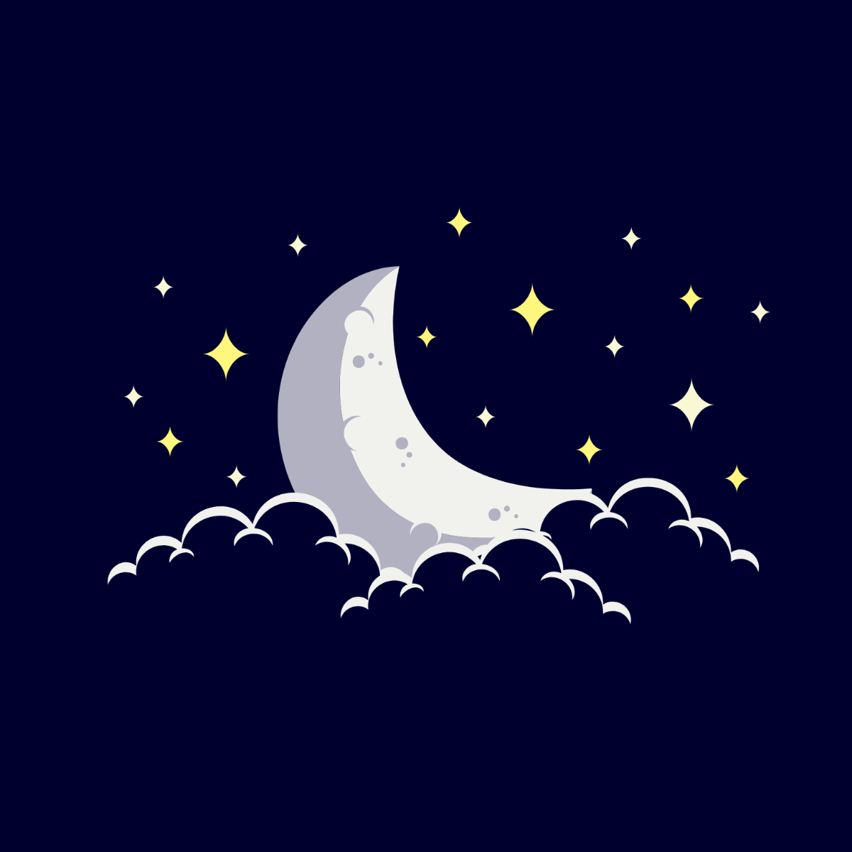 Crescent Moon and Star Vector Template
