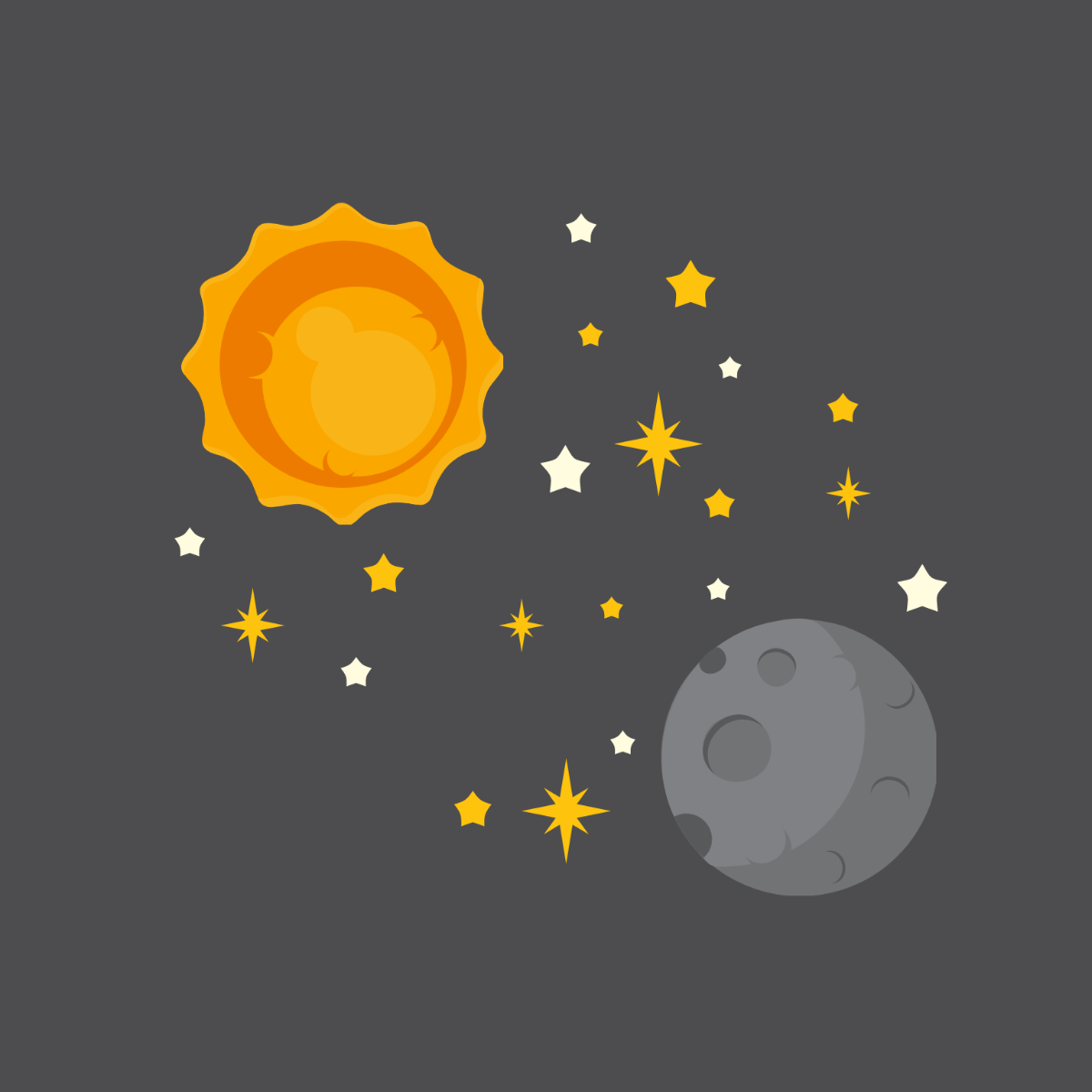 Sun Moon and Stars Vector Template