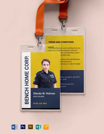 Body Guard ID Card Template - Word | PSD | InDesign ...