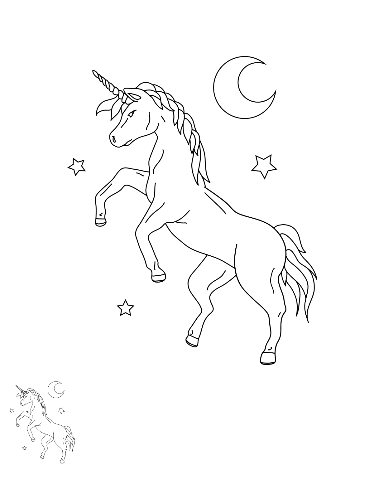 Vintage Unicorn Coloring Page Template