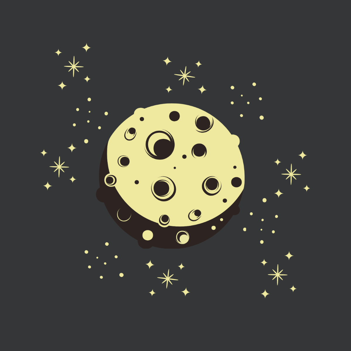 Vintage Moon and Stars Vector Template