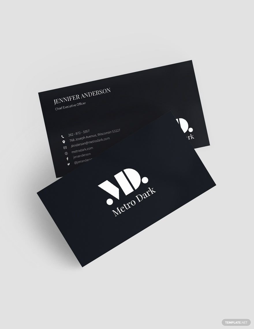 Metro Dark Business Card Template in Word, Google Docs, Illustrator, PSD, Apple Pages, Publisher