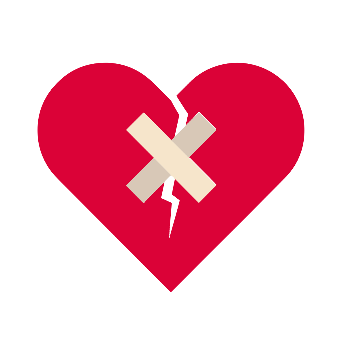 Broken Heart with Bandage Clipart Template