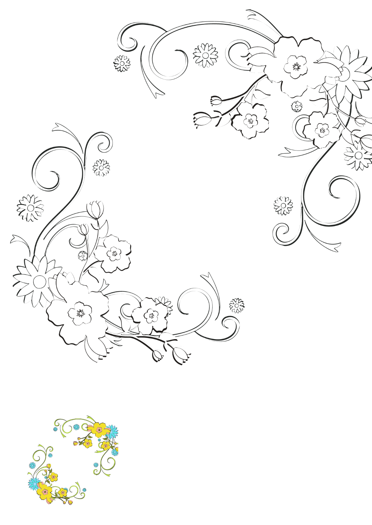 Wedding Floral Coloring Page Template