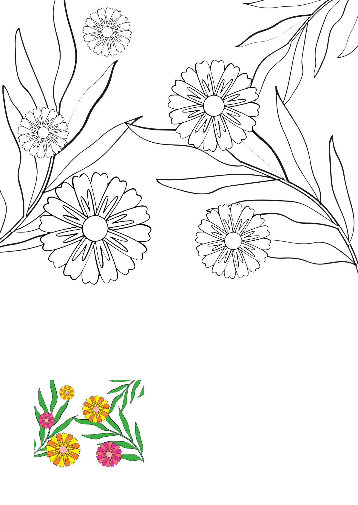 Tropical Floral Coloring Page Template
