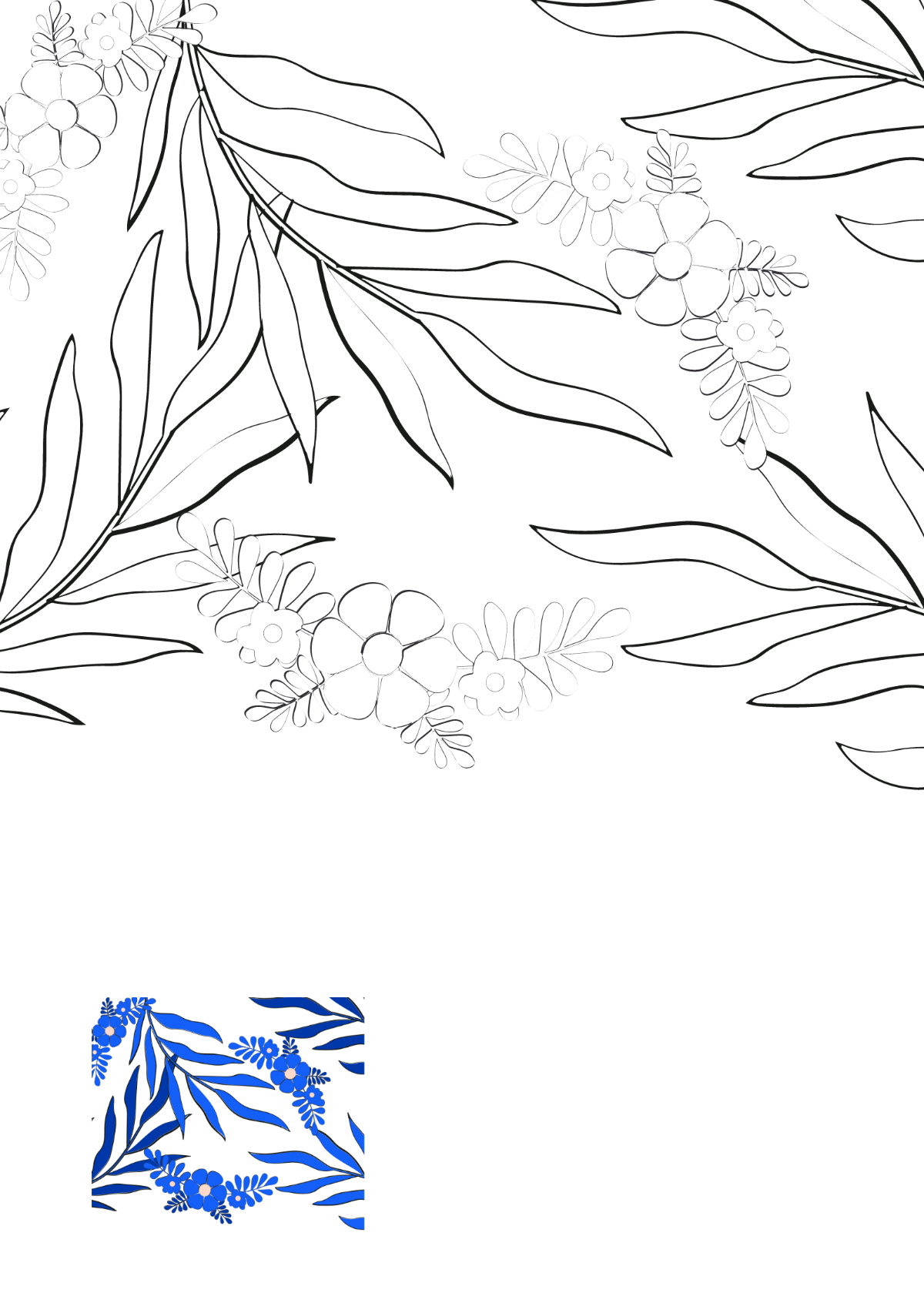 Seamless Tropical Floral Coloring Page Template