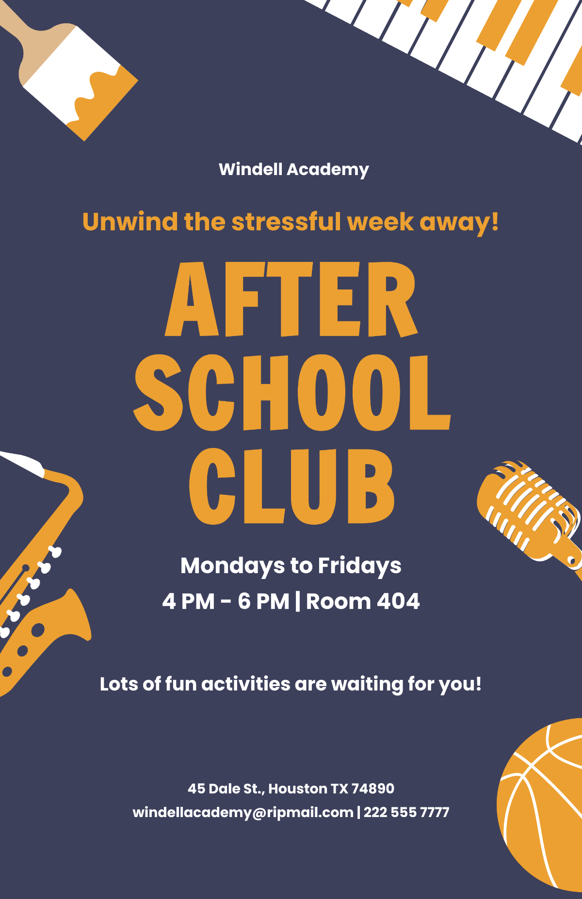 Free Sample After School Poster Template
