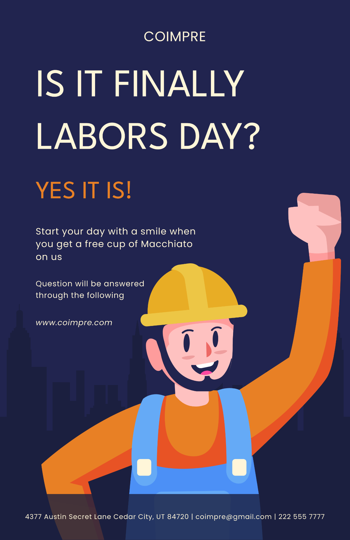 Free Funny Labor Day Poster Template