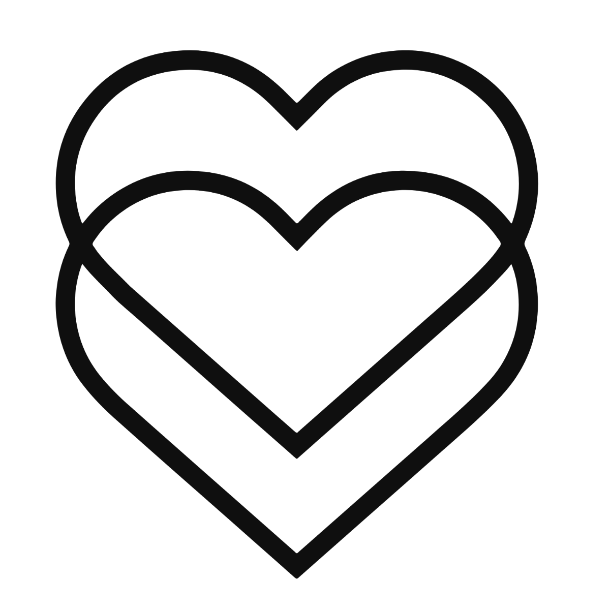 Double Heart Outline Clipart Template
