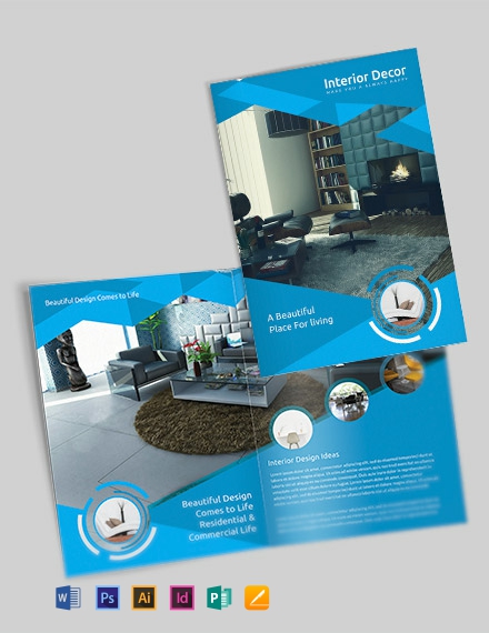 Free Creative Interior Decor Bi-Fold Brochure Template