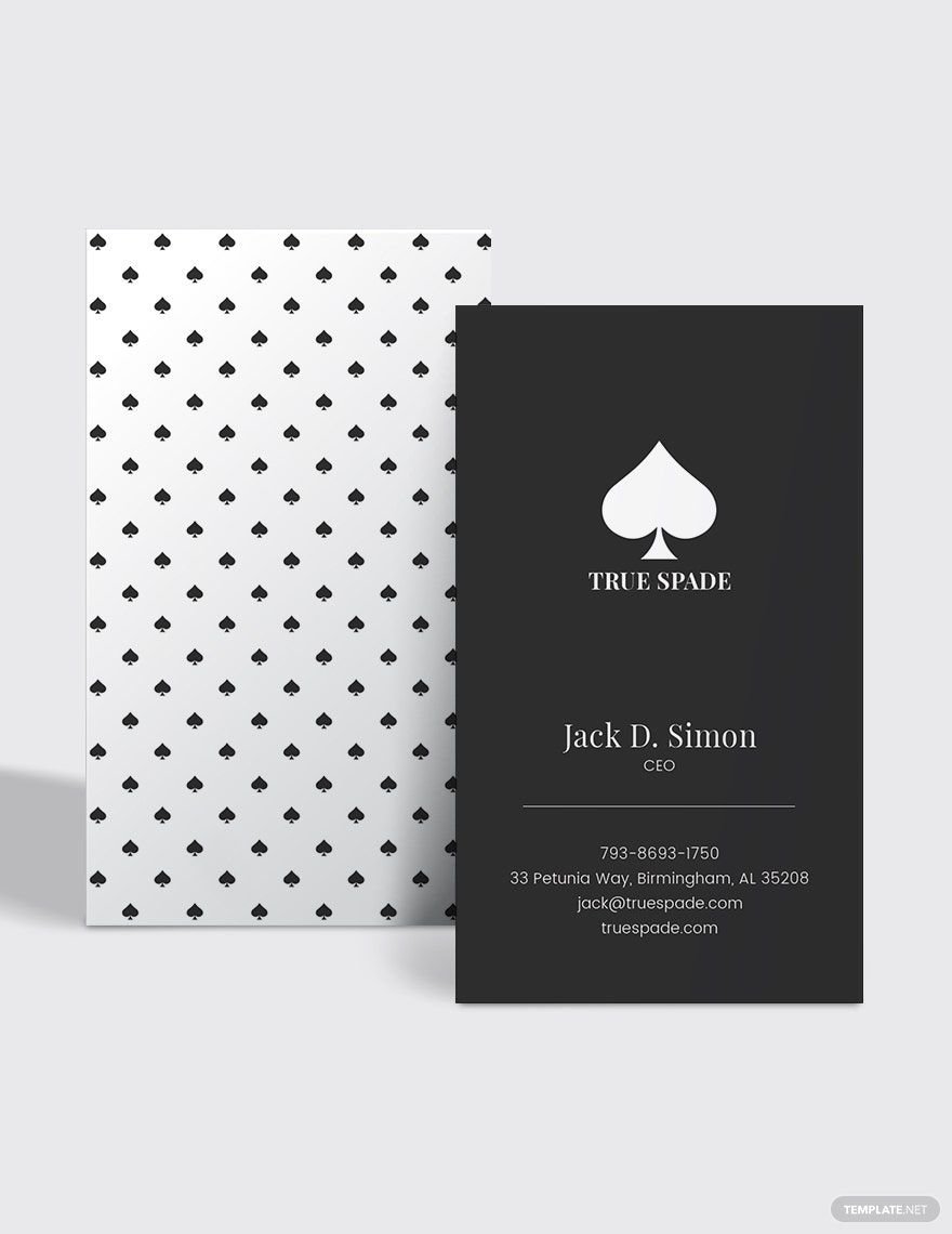 Spade Modern Business Card Template in Word, Google Docs, Illustrator, PSD, Apple Pages, Publisher