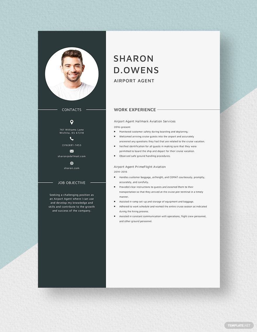 Free Airport Agent Resume Template