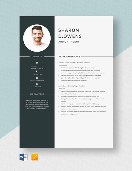 Free Airport Agent Resume Template - Word, Apple Pages