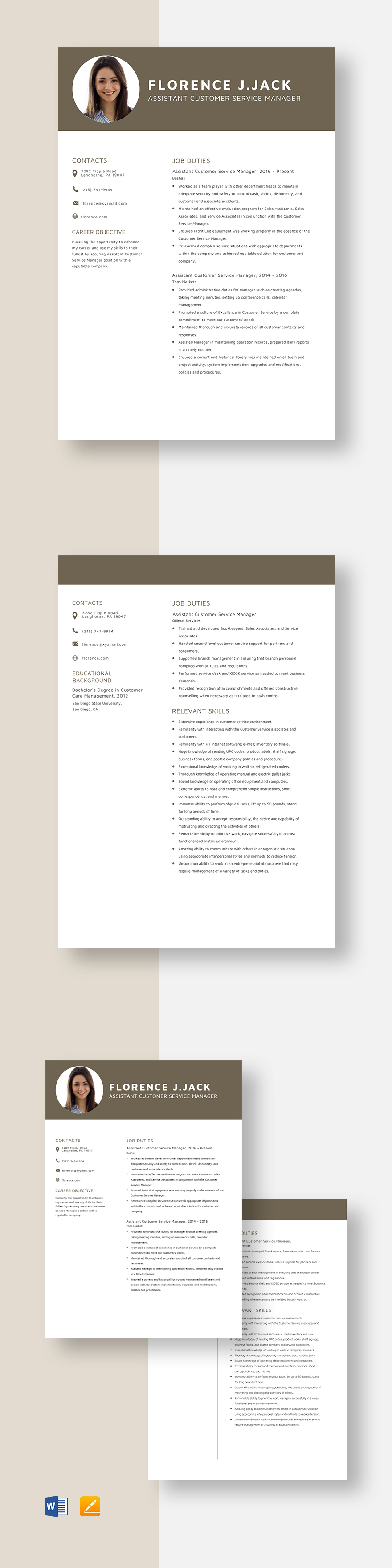 Customer Service Resume Template PSD Template