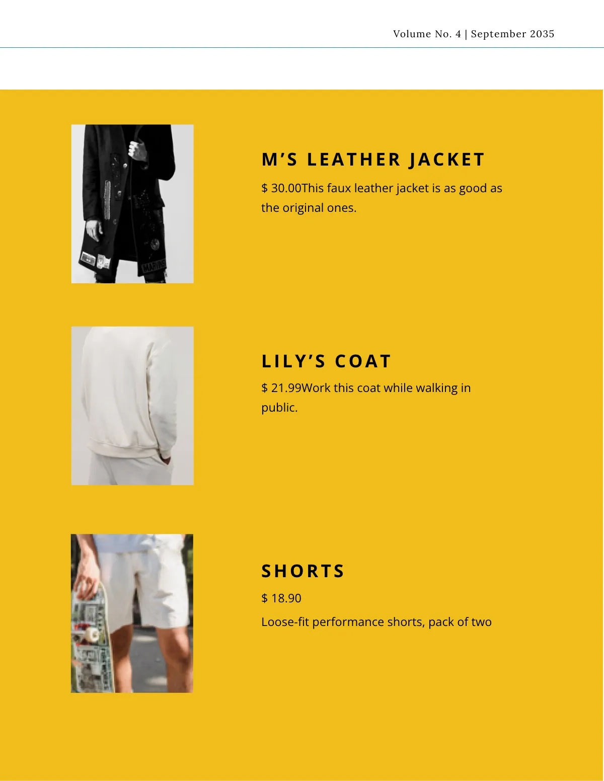 Free Garment Catalog Template to Edit Online