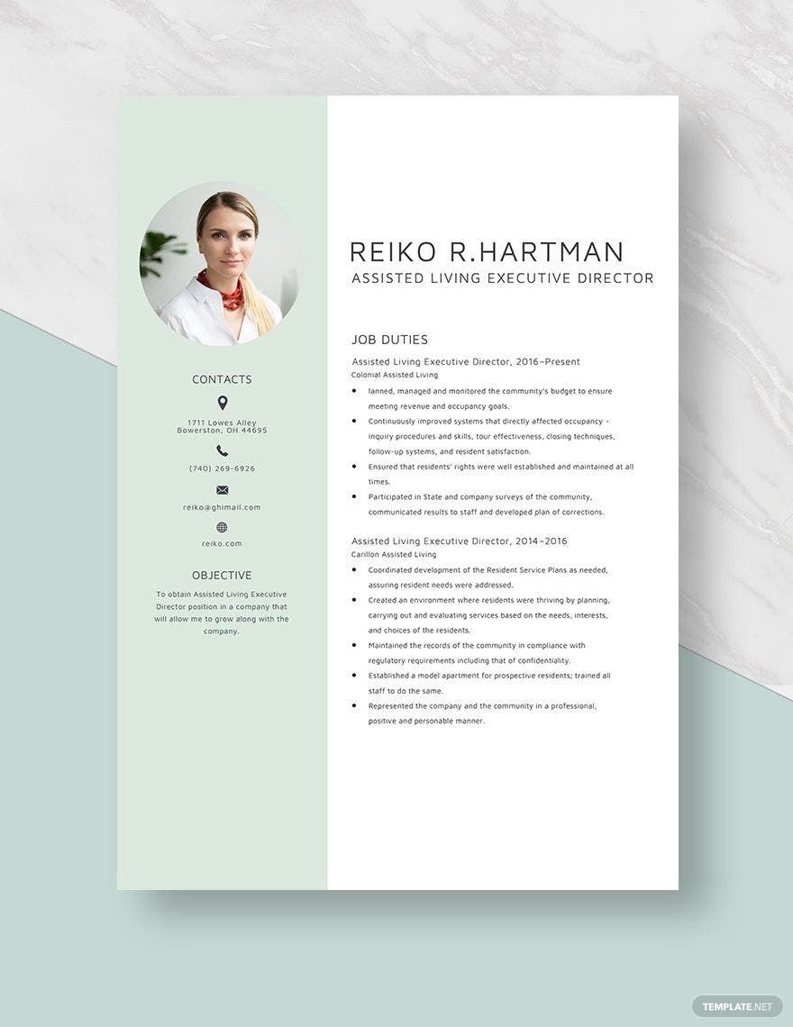 Free Assisted Living Executive Director Resume Download In Word 