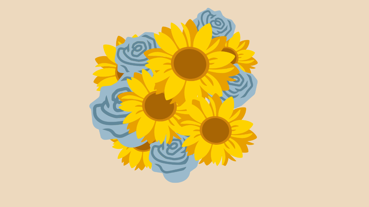 Sunflowers and Roses Background Template