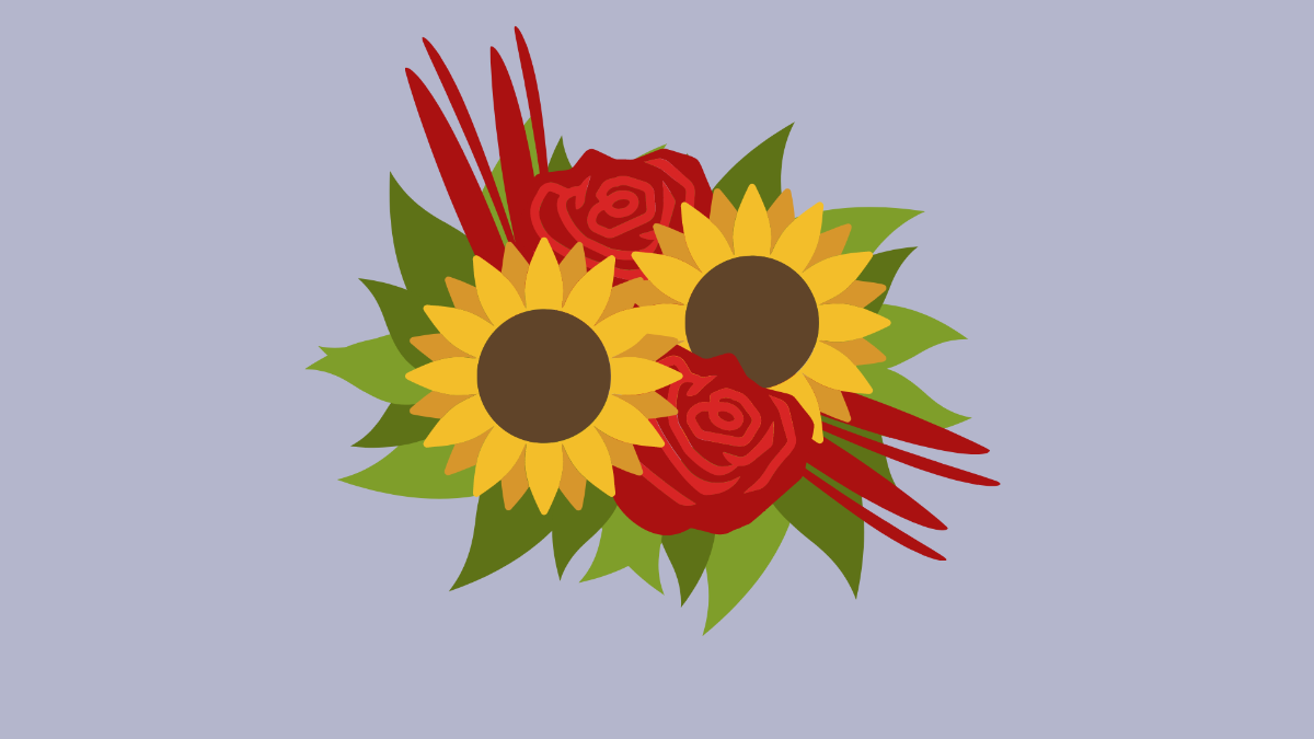 Sunflowers and Red Roses Background Template