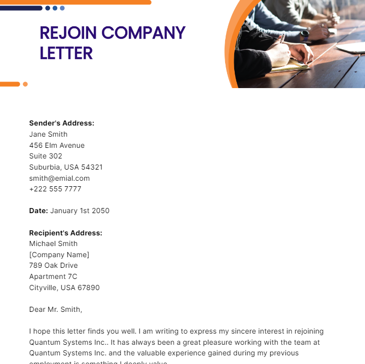 Free Rejoin Company Letter