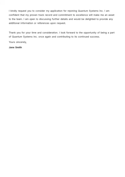 Free Rejoin Company Letter Template to Edit Online