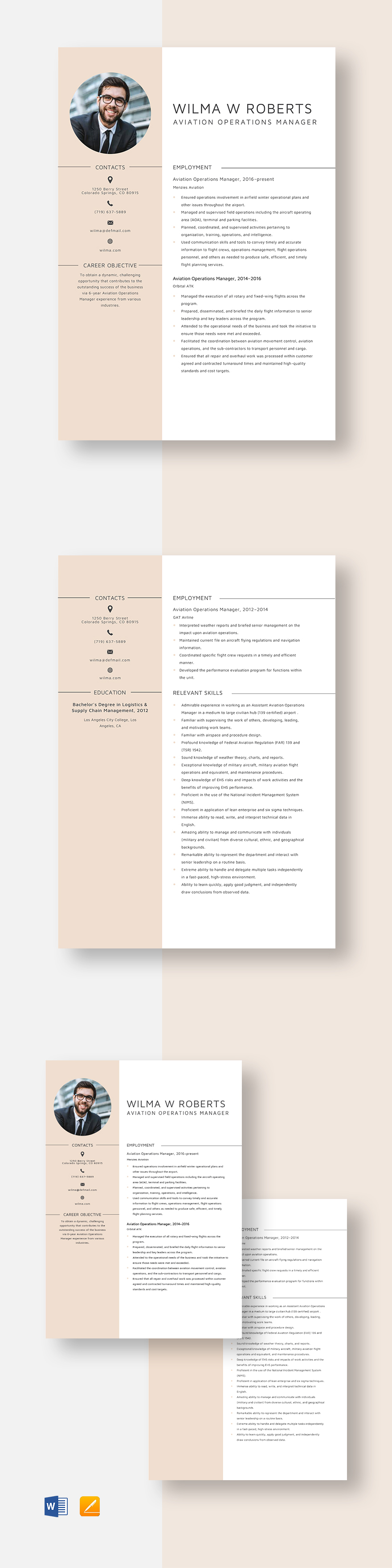 Free Aviation Operations Manager Resume Template