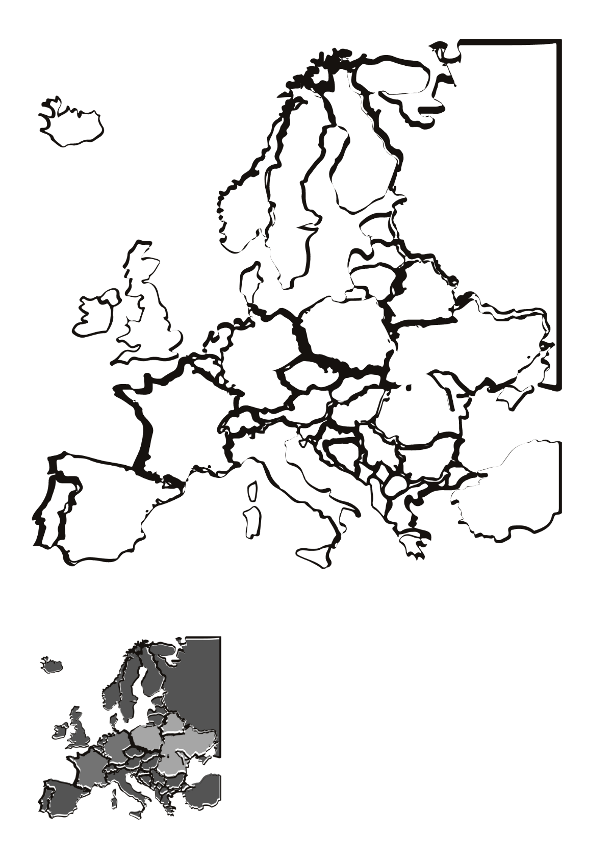 Free Grey Europe Map Coloring Page Template