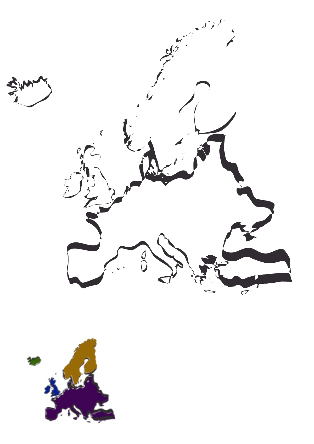 Free Flat Europe Map Coloring Page Template