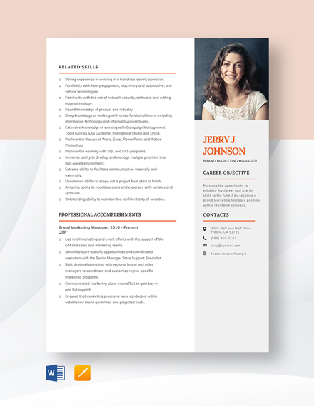  Marketing Manager Resume Template Word Professional Resume Template 