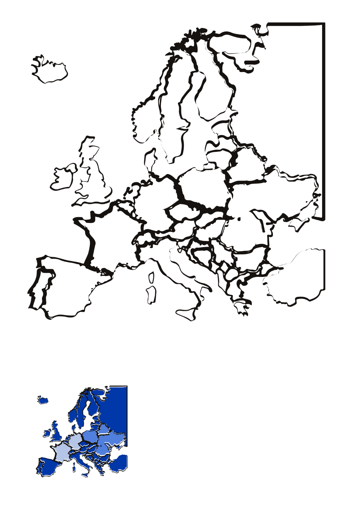 Transparent Europe Map Coloring Page Template