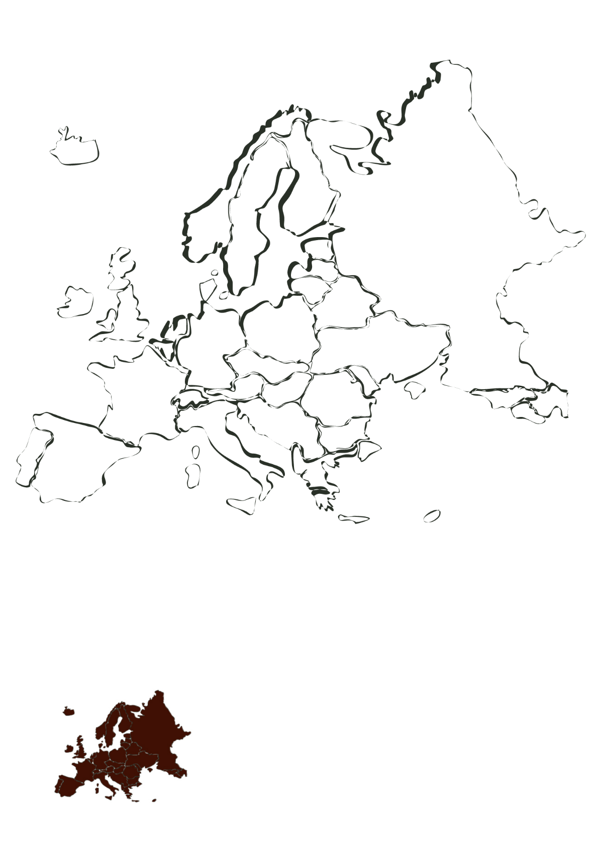 Minimalist Europe Map Coloring Page Template