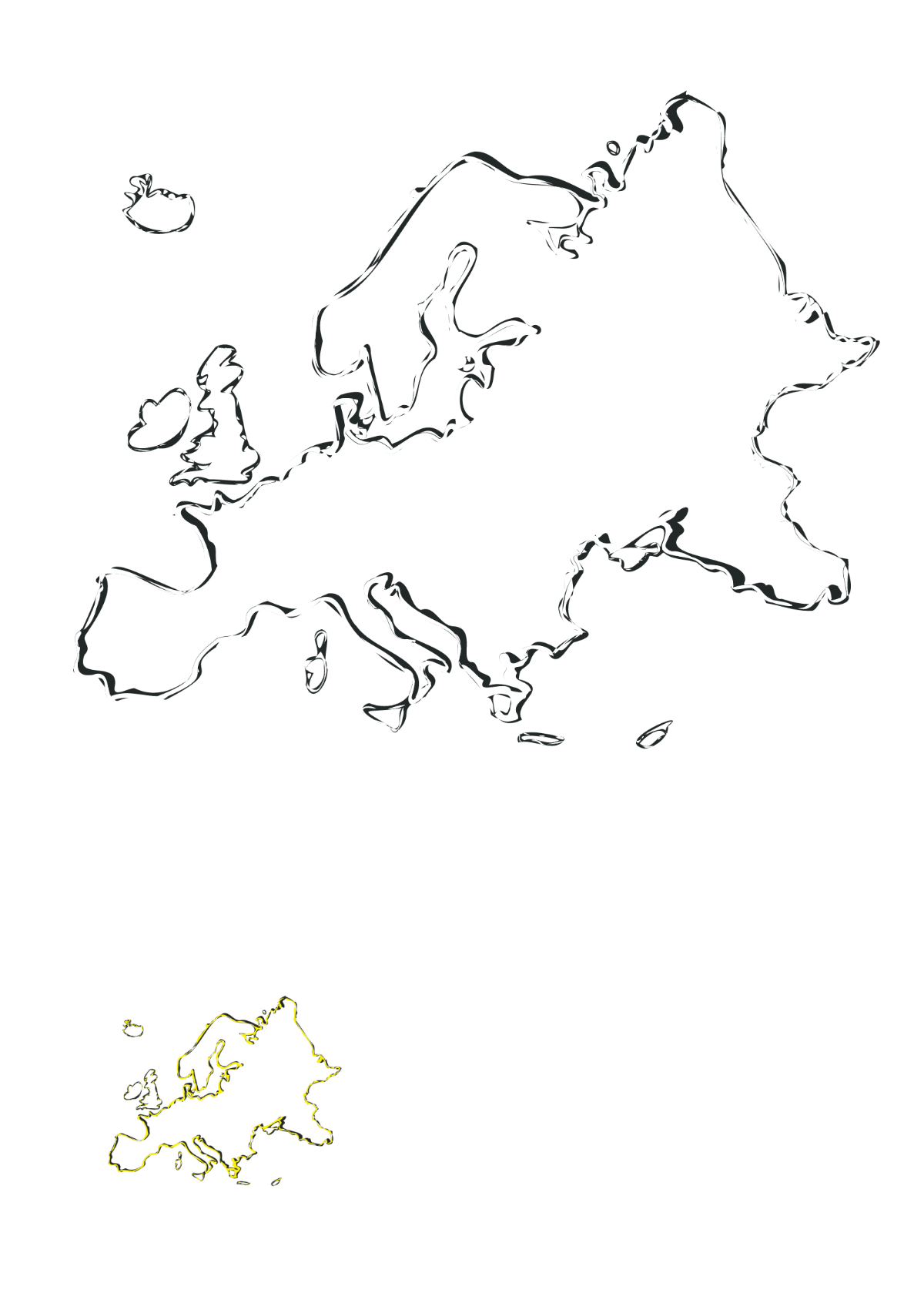 Free Europe Map Line Coloring Page Template